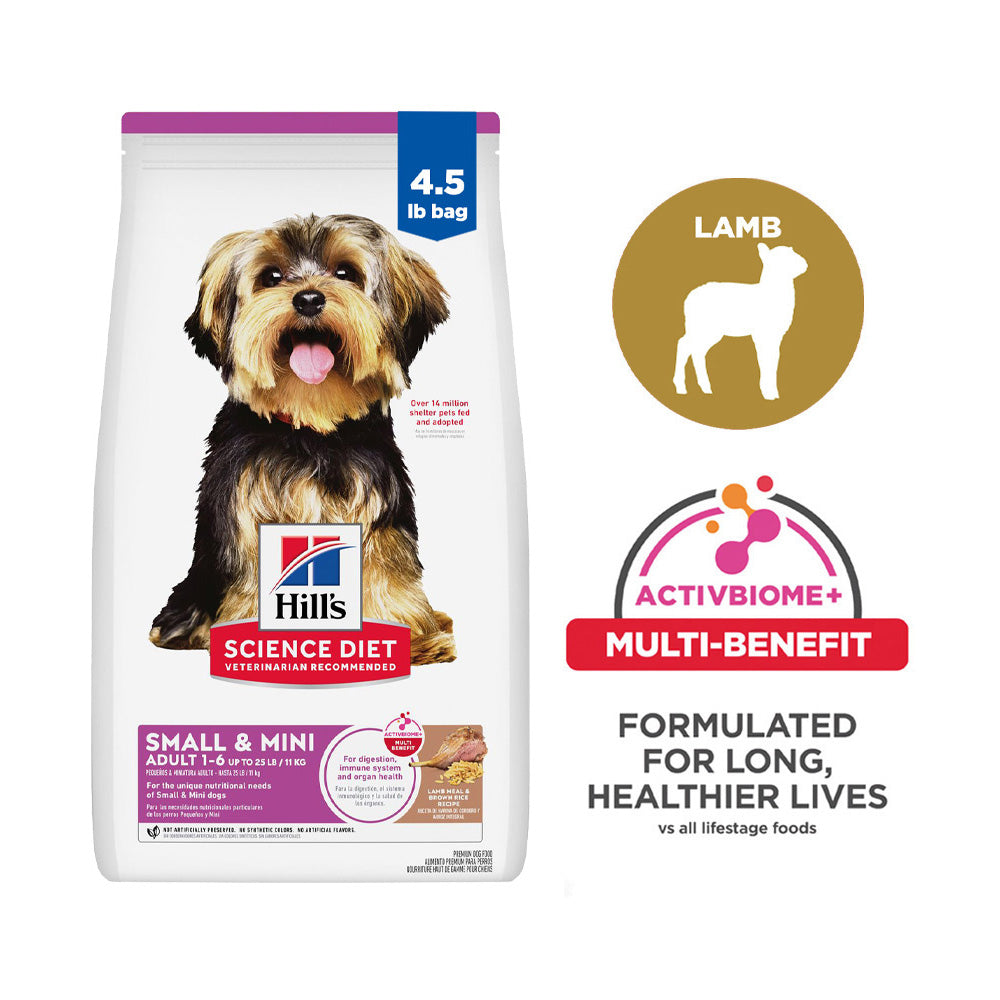 Hill's Science Diet Adult Small Mini Lamb Meal Brown Rice Recipe Dog Food Mogupets