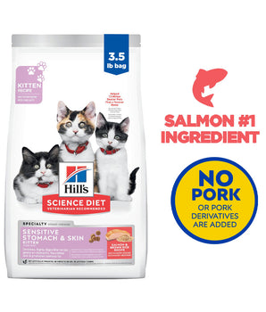 Hill's Science Diet Kitten Sensitive Stomach & Skin Salmon & Brown Rice Recipe 3.5lbs
