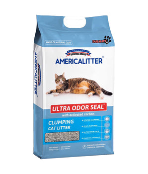 AmericaLitter Natural Clay Cat Litter Ultra Odor Seal With Activated Carbon 10 Litres