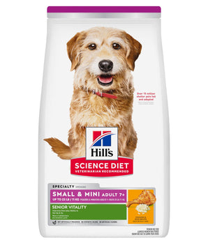 Hill's Science Diet Adult 7+ Senior Vitality Small & Mini Chicken Meal & Rice Recipe Dog Food
