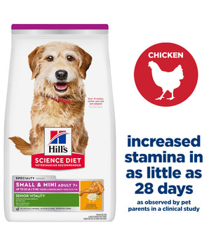 Hill's Science Diet Adult 7+ Senior Vitality Small & Mini Chicken Meal & Rice Recipe Dog Food