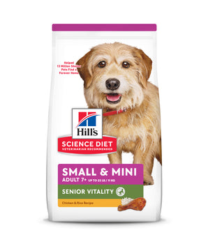 Hill's Science Diet Adult 7+ Senior Vitality Small & Mini Chicken Meal & Rice Recipe Dog Food