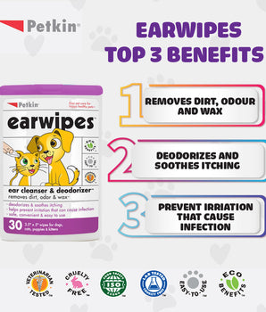 [ANY 2 FOR $28] Petkin Ear Wipes 30ct