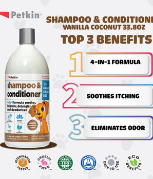 Petkin Shampoo and Conditioner Vanilla Coconut Scent 1000ml