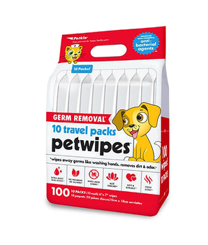 [ANY 2 FOR $28] Petkin Germ Removal Petwipes 10 Travel Pack 100ct