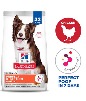 Hill's Science Diet Adult Perfect Digestion Chicken, Barley & Whole Oats Recipe Dog Food 22lbs