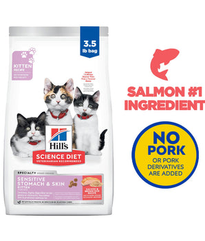 Hill's Science Diet Kitten Sensitive Stomach & Skin Salmon & Brown Rice Recipe 3.5lbs