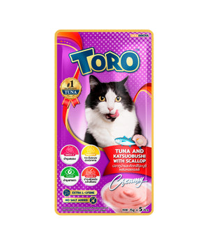 [BUY ANY 10 GET 50% OFF] Toro Lickable Cat Treat Tuna and Katsuobushi With Scallop 15g x 5pcs