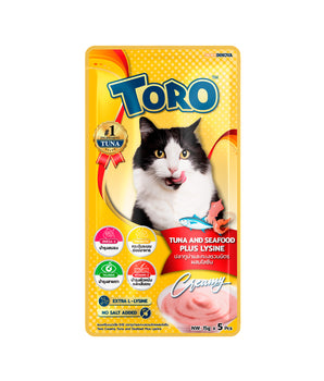 [BUY ANY 10 GET 50% OFF] Toro Lickable Cat Treat Tuna and Seafood With Lysine 15g x 5pcs
