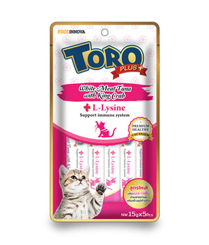 [BUY ANY 3 FOR $11.80] Toro Plus White Meat Tuna With King Crab and L-Lysine to Support Immune System Cat Treats 15g x 5pcs