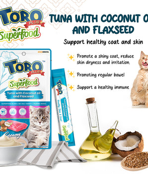 [BUY ANY 3 FOR $11.80] Toro Plus Superfood Tuna with Coconut Oil and Flax Seed Creamy Cat Treats  14g x 5pcs