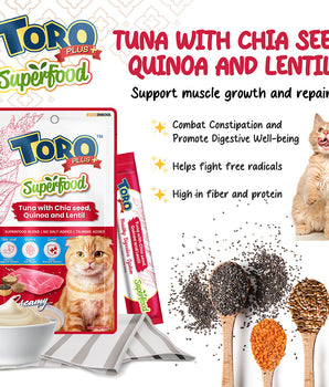 [BUY ANY 3 FOR $11.80] Toro Plus Tuna With Chia Seed, Quinoa and Lentil Creamy Cat Treats 14g x 5pcs