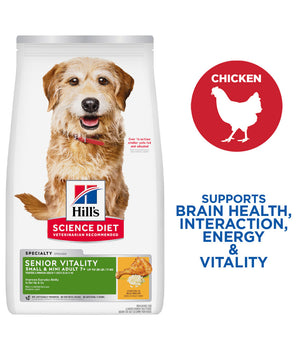 Hill's Science Diet Adult 7+ Senior Vitality Small & Mini Chicken Meal & Rice Recipe Dog Food