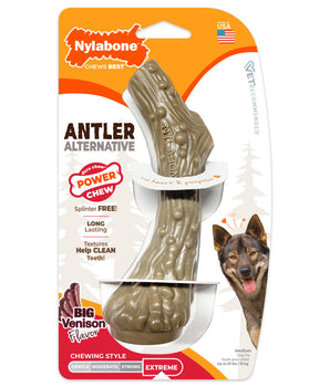 [ANY 3 AT 20%OFF] Nylabone Power Chew Antler Medium Dog Chew Alternative Wolf