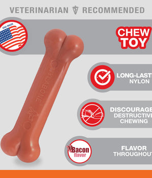 [ANY 3 AT 20%OFF] Nylabone Power Chew Bacon Flavor Durable Dog Chew Toy Petite / Regular / Wolf