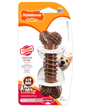 [ANY 3 AT 20%OFF] Nylabone Dura Chew Power Chew Textured Bone Dog Chew Toy Regular / Wolf