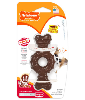 [ANY 3 AT 20%OFF] Nylabone Power Chew Ring Bone Dog Chew Toy Petite