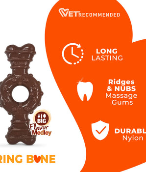 [ANY 3 AT 20%OFF] Nylabone Power Chew Ring Bone Dog Chew Toy Petite