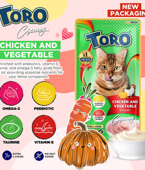 [BUY ANY 10 GET 50% OFF] Toro Lickable Cat Treats Chicken With Vegetable 15g x 5pcs