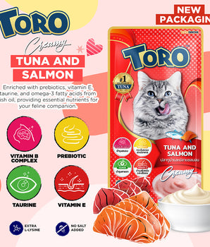 [BUY ANY 10 GET 50% OFF] Toro Lickable Cat Treats Tuna and Salmon With B-Complex 15g x 5pcs
